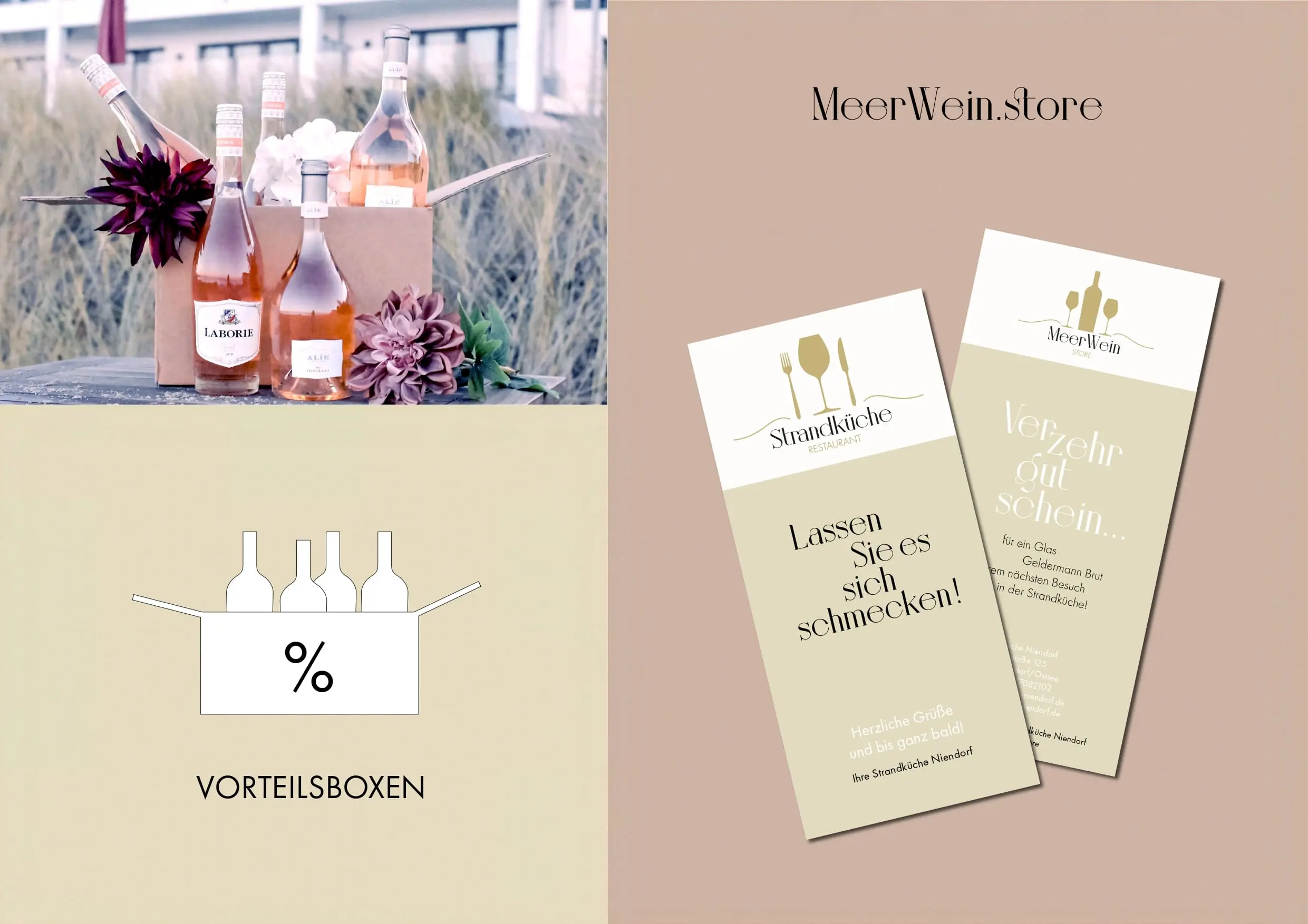 Mockup Weinkarten, Icon und Bildkomposition mit Rosé